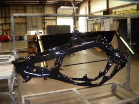 a photo of a black motorcycle frame